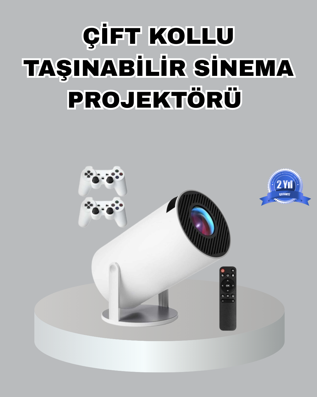 2-150 Taşınabilir Projeksiyon Cihazı 4K Destekli Wi-Fi Kablosuz Ekran Yansıtma - Vipsepet - Görsel 1