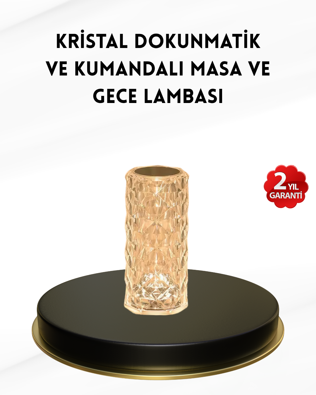 2-153 Kristal Tasarımlı RGB LED Gece Lambası – Kumandalı, Renk Değiştiren Dekoratif Işık - Vipsepet - Görsel 1