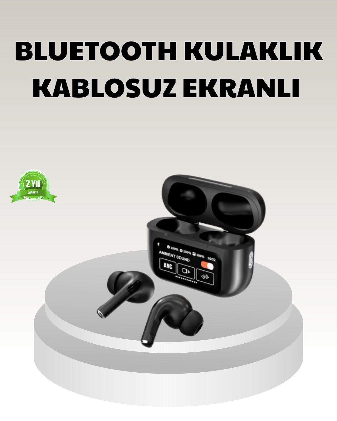 2-154 Bluetooth 5.3 ANC Kablosuz Kulaklık – Dokunmatik Kontrol, Dijital Ekran ve Uzun Pil Ömrü - vipsepet - Görsel 1