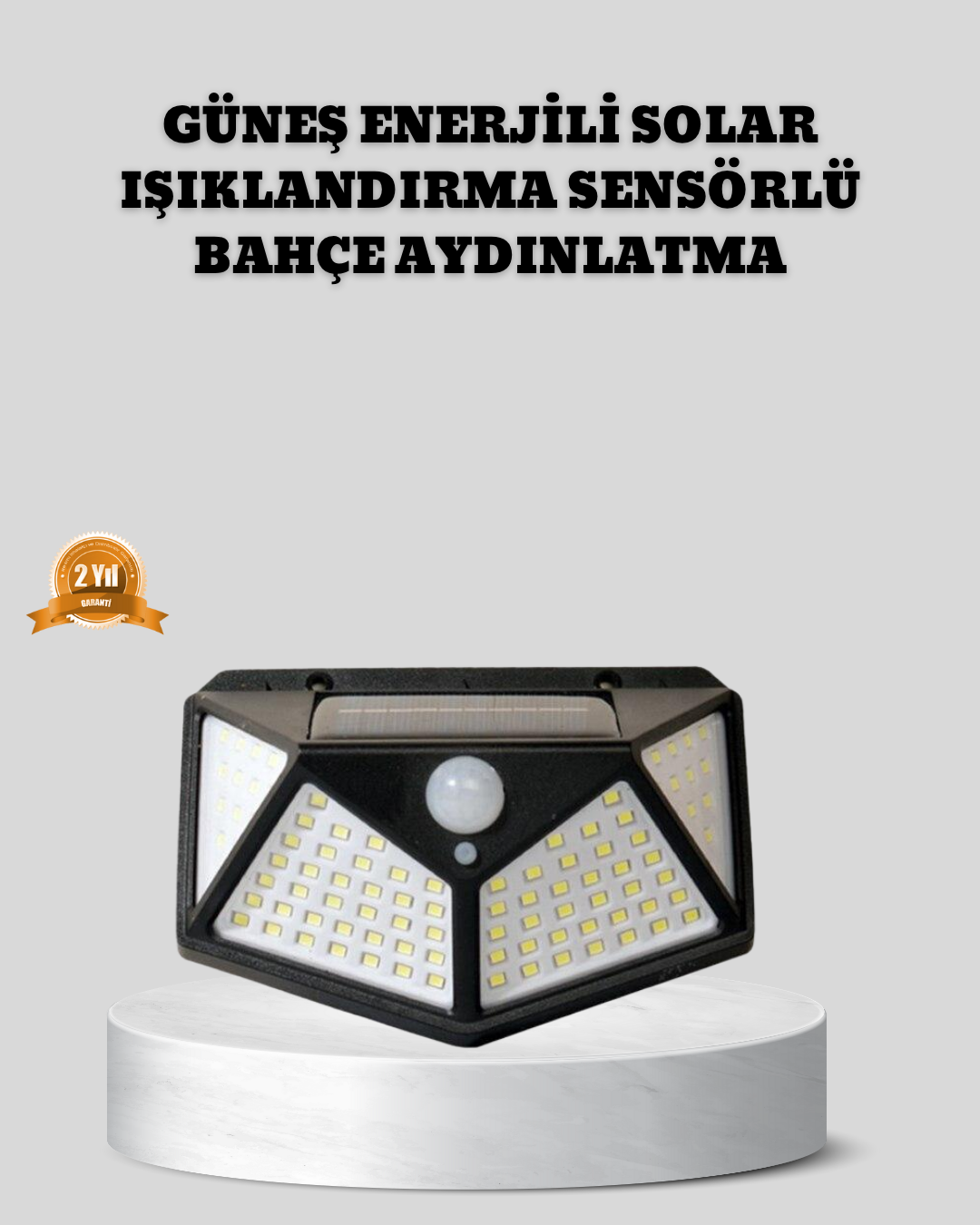 2-158 Güneş Enerjili Aydınlatma 100 LED Sensörlü Solar Dış Mekan Lamba - Vipsepet - Görsel 1
