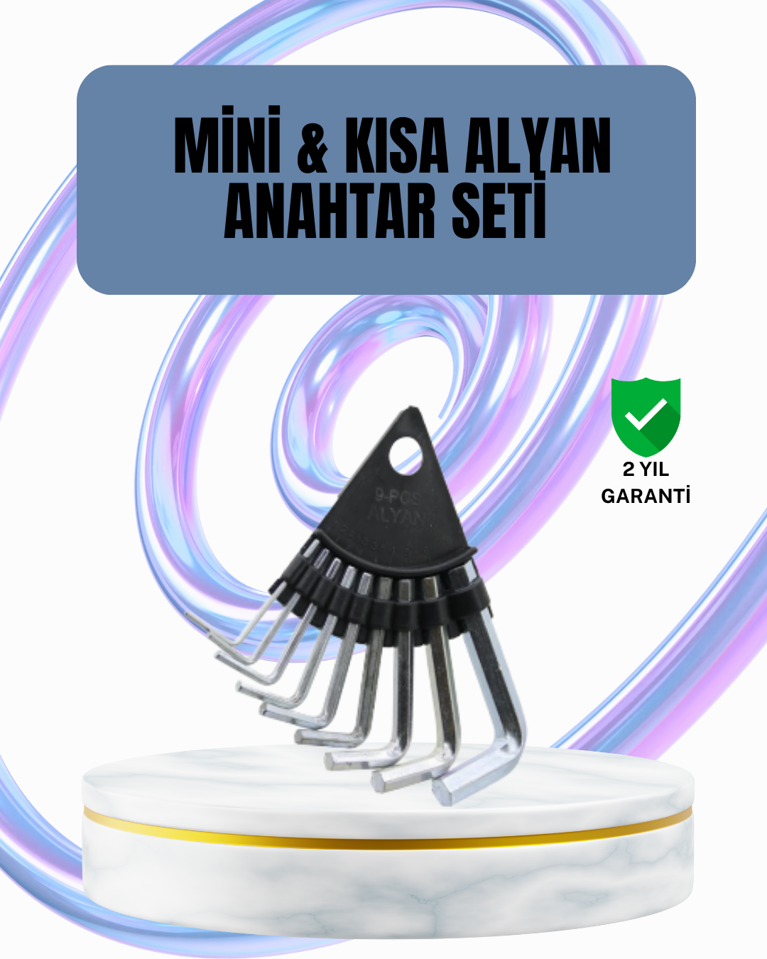 2-16 9 Parça Alyan Anahtar Seti Altıgen Uçlu Mobilya ve Tamir İçin - Vipsepet - Görsel 1