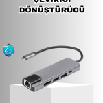 Alüminyum Kasalı MacBook USB-C Hub – 4K HDMI, USB 3.0, SD/TF Kart Girişi, PD Şarj Desteği - Vipsepet