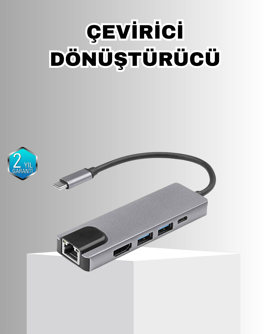 2-167 Alüminyum Kasalı MacBook USB-C Hub – 4K HDMI, USB 3.0, SD/TF Kart Girişi, PD Şarj Desteği - Vipsepet - Görsel 1