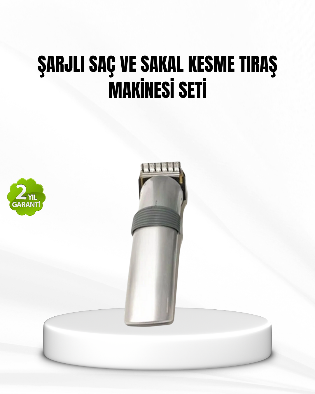 2-189 Şarjlı Saç ve Sakal Kesme Makinesi – Paslanmaz Çelik Bıçak, Ayarlanabilir Başlık - vipsepet - Görsel 1