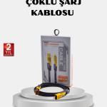 USB-C USB-A 4’ü 1 Arada Örgülü Kablo 65W Hızlı Şarj Metal Uç Dayanıklı - Vipsepet