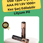AAA Boyutunda USB Şarjlı Pil – Kompakt Tasarım, Geniş Uyumluluk - Vipsepet