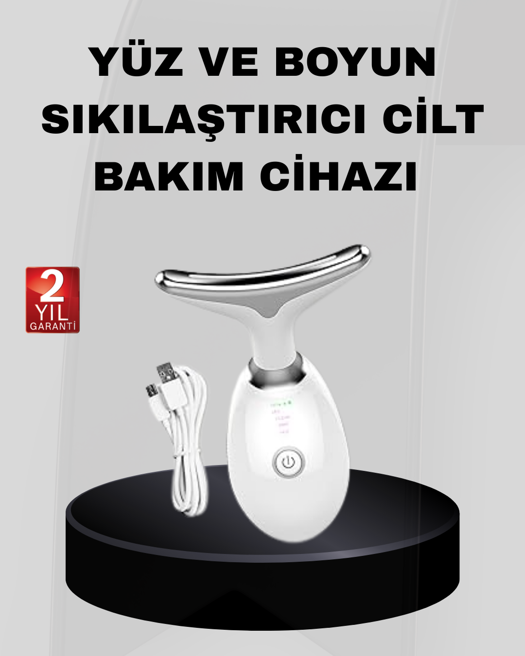 2-202 Kablosuz Şarjlı Yüz Sıkılaştırıcı Cihaz EMS Mikro Akım Anti-Aging Masaj Aleti - Vipsepet - Görsel 1