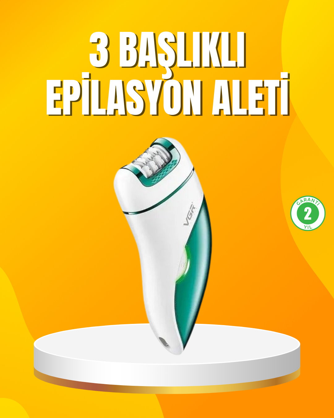 2-206 Şarjlı 3’ü 1 Arada VGR Epilatör LED Işıklı Suya Dayanıklı Hassas Bölge Epilasyon Makinesi - Vipsepet - Görsel 1