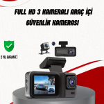 Ön Arka ve İç Kamera DashCam 360° Kapsamlı Full HD Araç Güvenlik Sistemi - Vipsepet