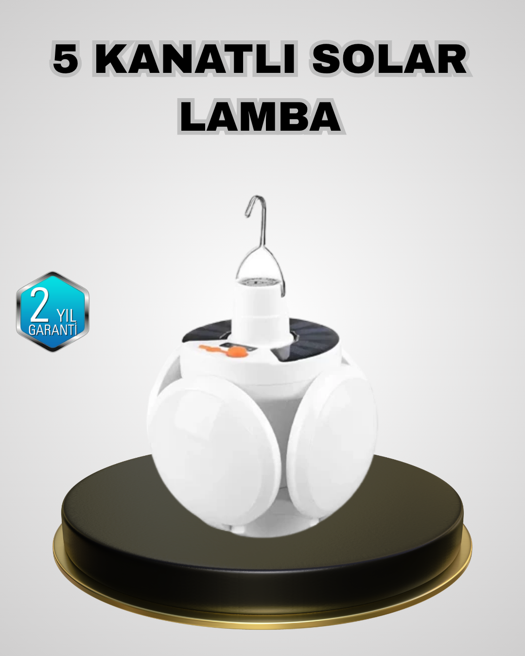 2-21 5 Kanatlı Solar Kamp Lambası – USB Şarjlı, Taşınabilir, IP65 Su Geçirmez Bahçe Lambası - Vipsepet - Görsel 1