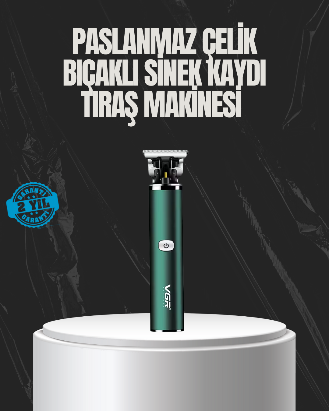 2-22 Paslanmaz Çelik Başlıklı Su Geçirmez Şarjlı Saç Kesme Makinesi - vipsepet - Görsel 1