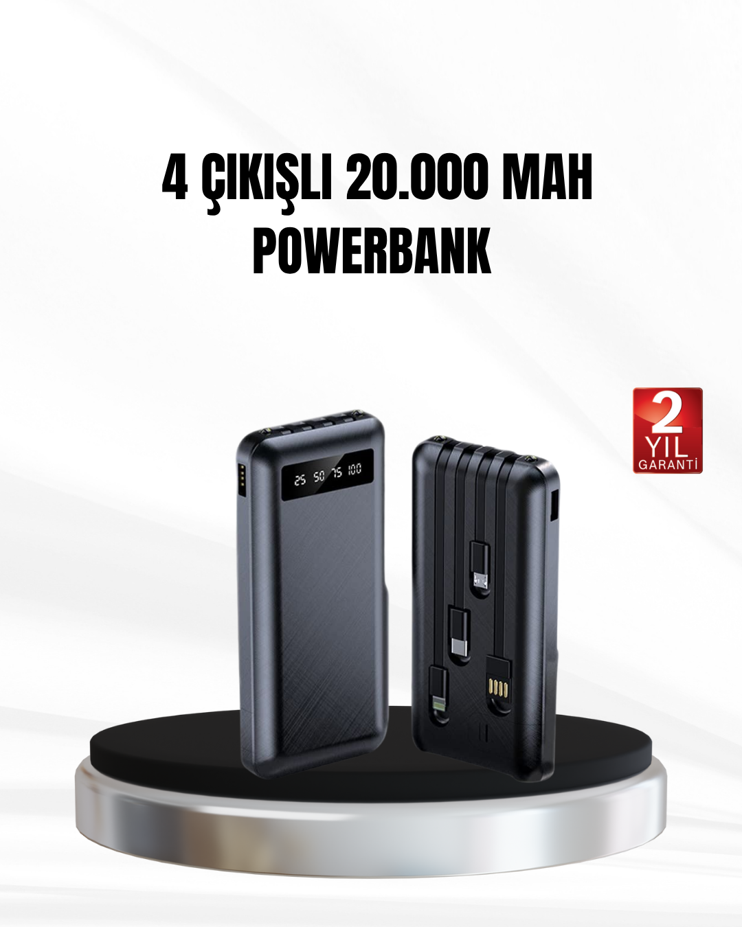 2-221 Powerbank 20000 mAh LED Fenerli ve Çoklu Güvenlik Korumasına Sahip - Vipsepet - Görsel 1