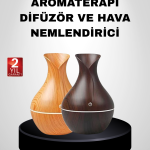 Ahşap Desenli Aromaterapi Difüzör 130 ml Ultrasonik ve 7 Renk LED Işıklı - Vipsepet