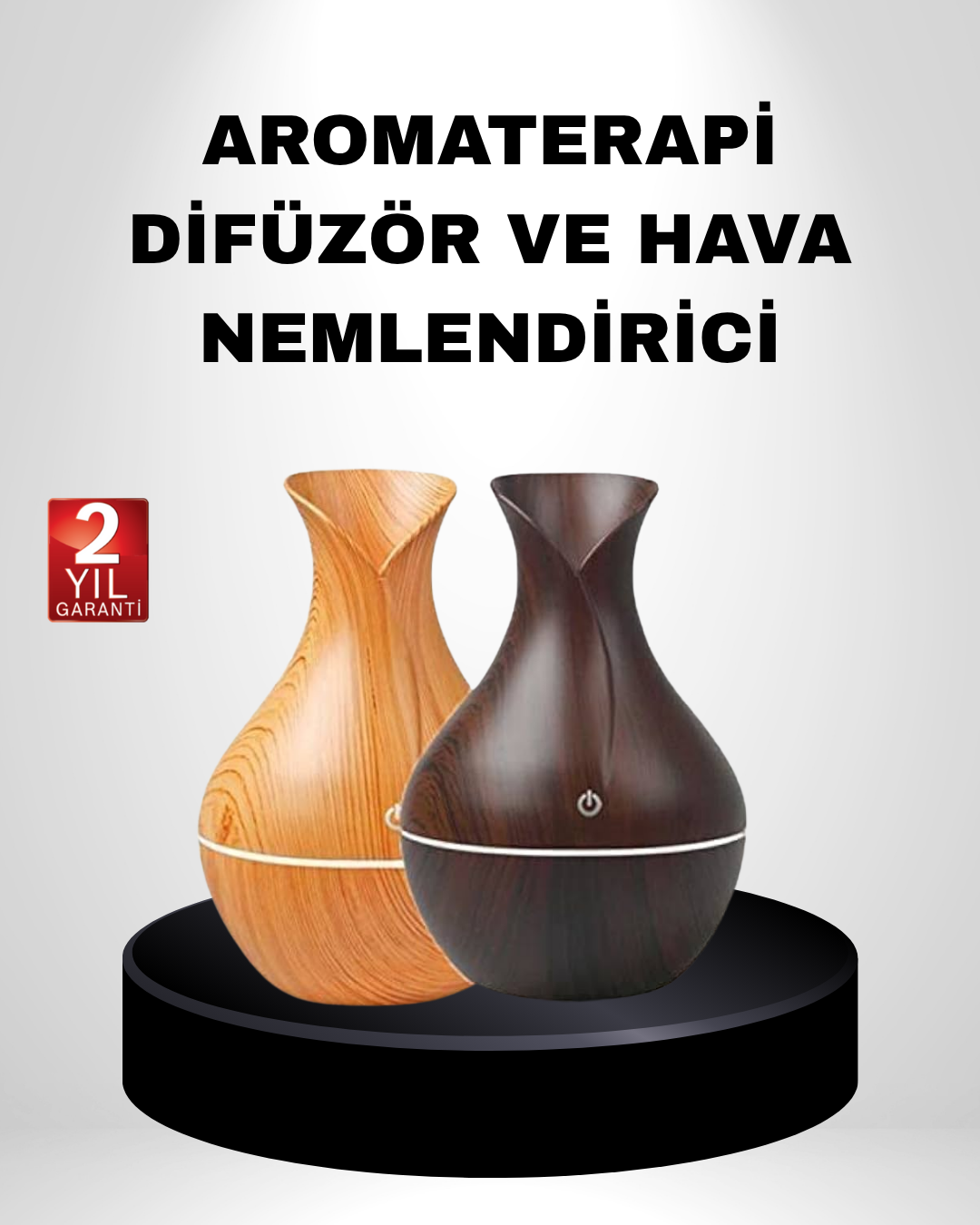 2-222 Aromaterapi Difüzör Ahşap Desenli ve Ultrasonik Nemlendirici LED Işıklı - Vipsepet - Görsel 1