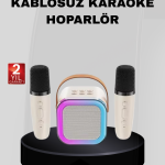 Taşınabilir Karaoke Hoparlör Bluetooth 5.0 ve Çift Mikrofonlu - Vipsepet