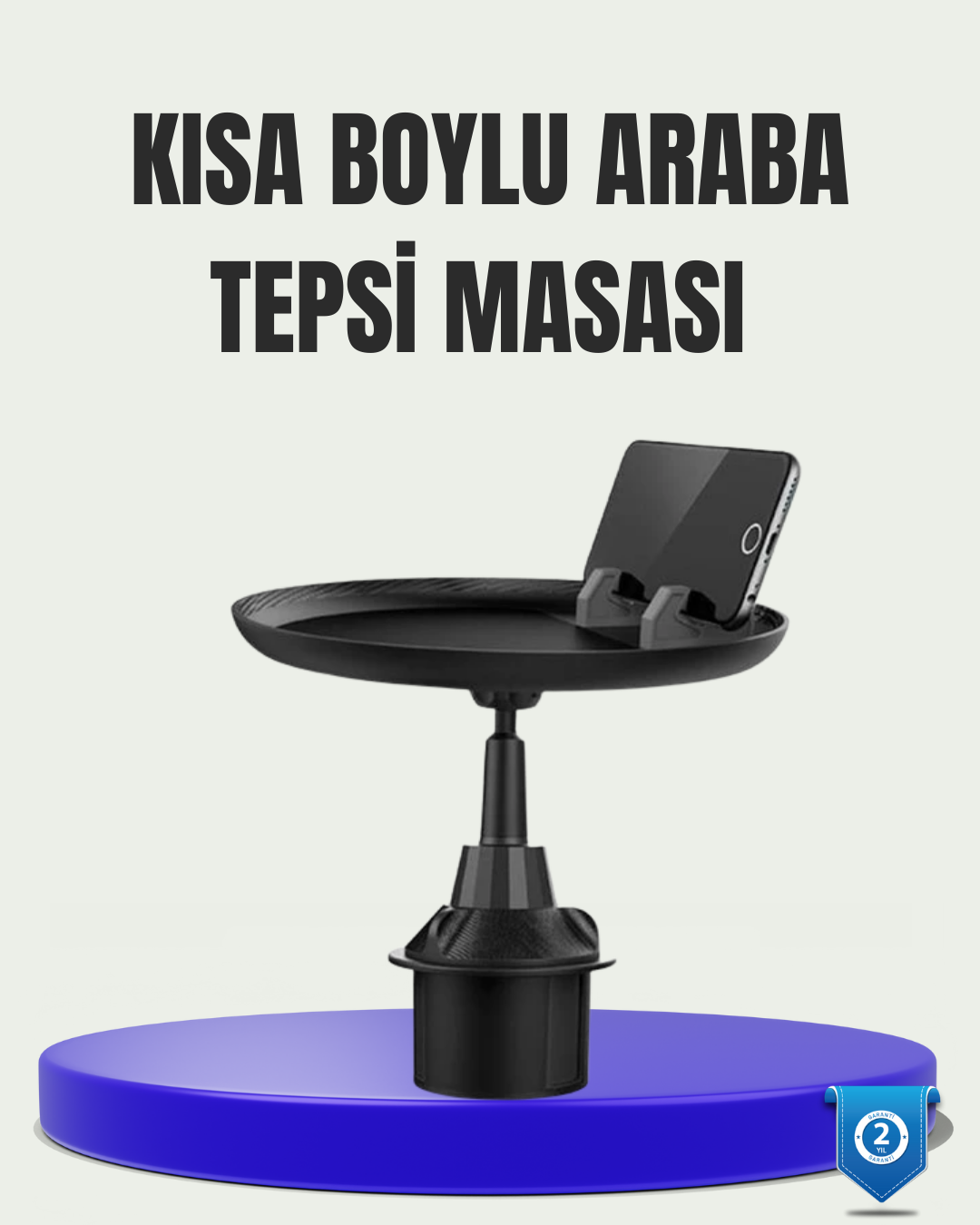 2-229 360° Döner Araç Bardaklık Tepsisi Geniş Yemek Alanlı Telefon Standlı - Vipsepet - Görsel 1