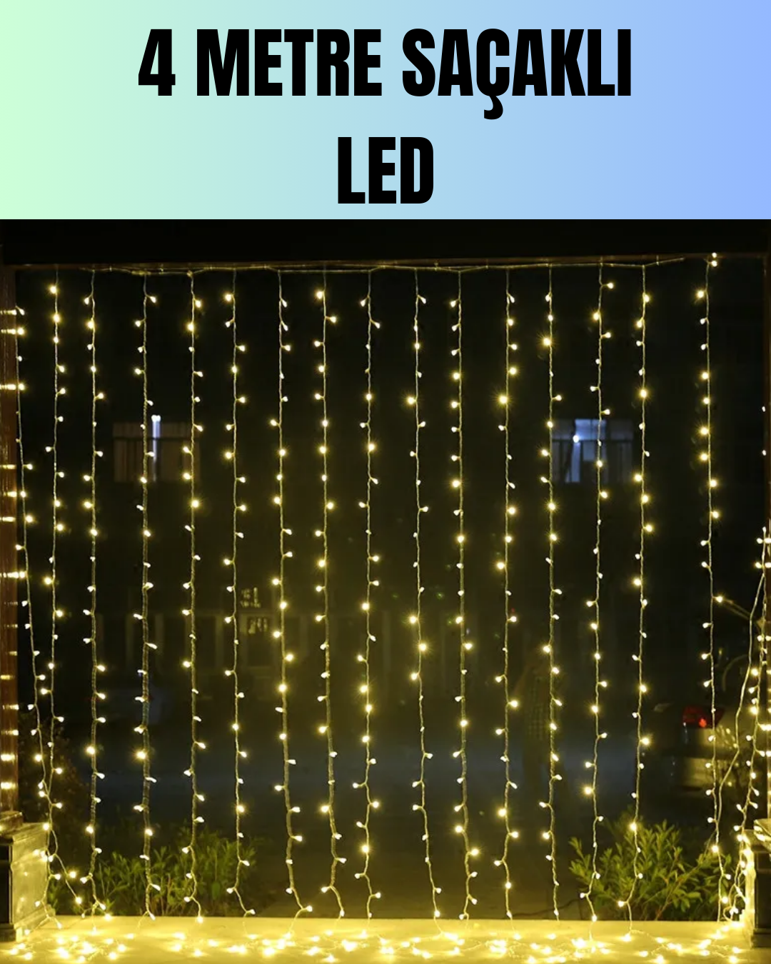 2-242 4 Metre Yılbaşı Şelale Led Perde Işık Ev Bahçe Dekor - Vipsepet - Görsel 1