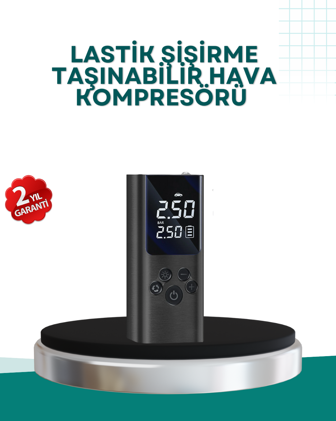 2-246 LED Işıklı Dijital Hava Pompası Araba Bisiklet Uyumlu - Vipsepet - Görsel 1
