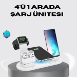 4’lü Apple Kablosuz Şarj Standı iPhone Watch ve AirPods Çoklu Şarjlı - Vipsepet