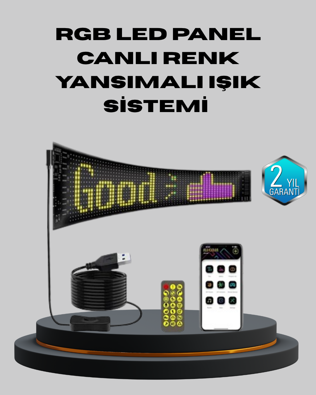 2-30 5V USB Akıllı Piksel LED Panel – Mobil Uygulama Kontrollü, Renkli Işık Efektli - Vipsepet - Görsel 1