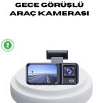 170° Geniş Açılı 3 Kameralı Araç İçi Kayıt Cihazı Gece Görüşlü - Vipsepet