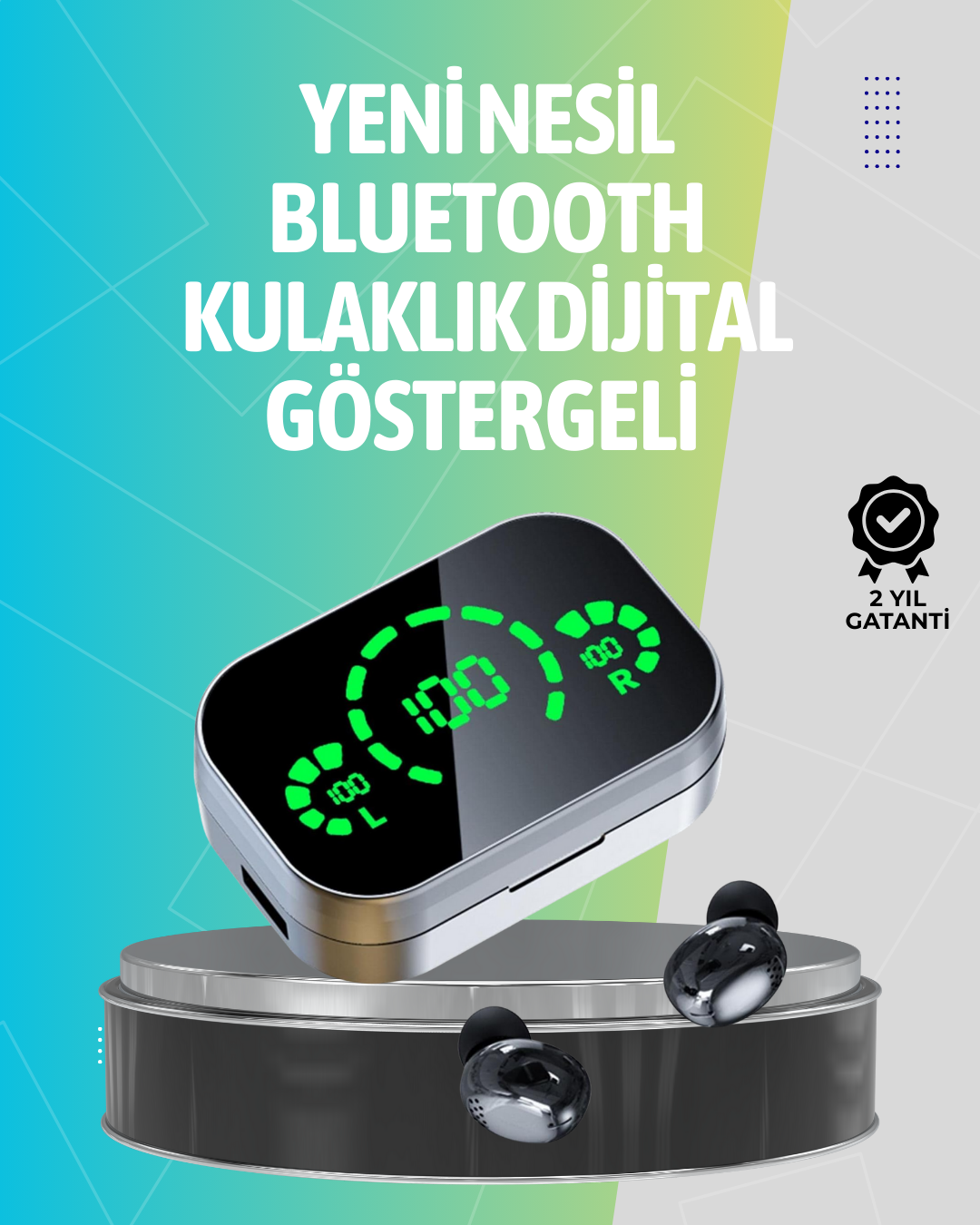2-37 Kablosuz Kulak İçi Bluetooth Kulaklık – Dokunmatik Kontrol ve LED Şarj Ekranı - vipsepet - Görsel 1