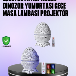 Dinozor Yumurtası Galaksi Projektör Gece Lambası 4'ü 1 Arada – Bluetooth Hoparlörlü - Vipsepet