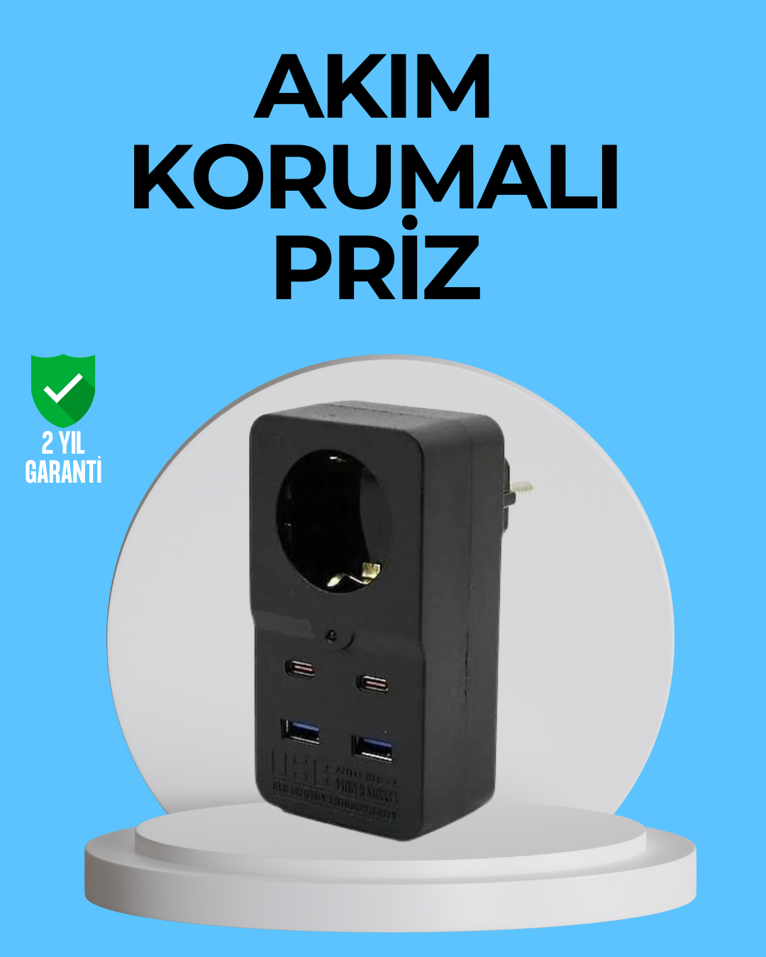 2-39 Termal Korumalı Priz Otomatik Çocuk Kilidi 4 USB Type C - Vipsepet - Görsel 1