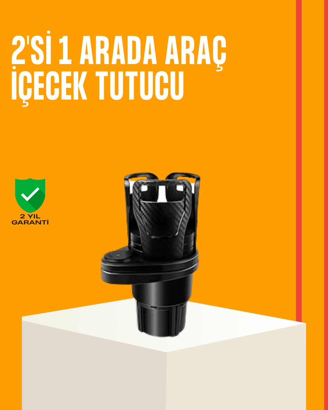 2-41 Oto Bardak Tutucu 360° Döner Çift Bölmeli Karbon Fiber Tasarım - Vipsepet - Görsel 1