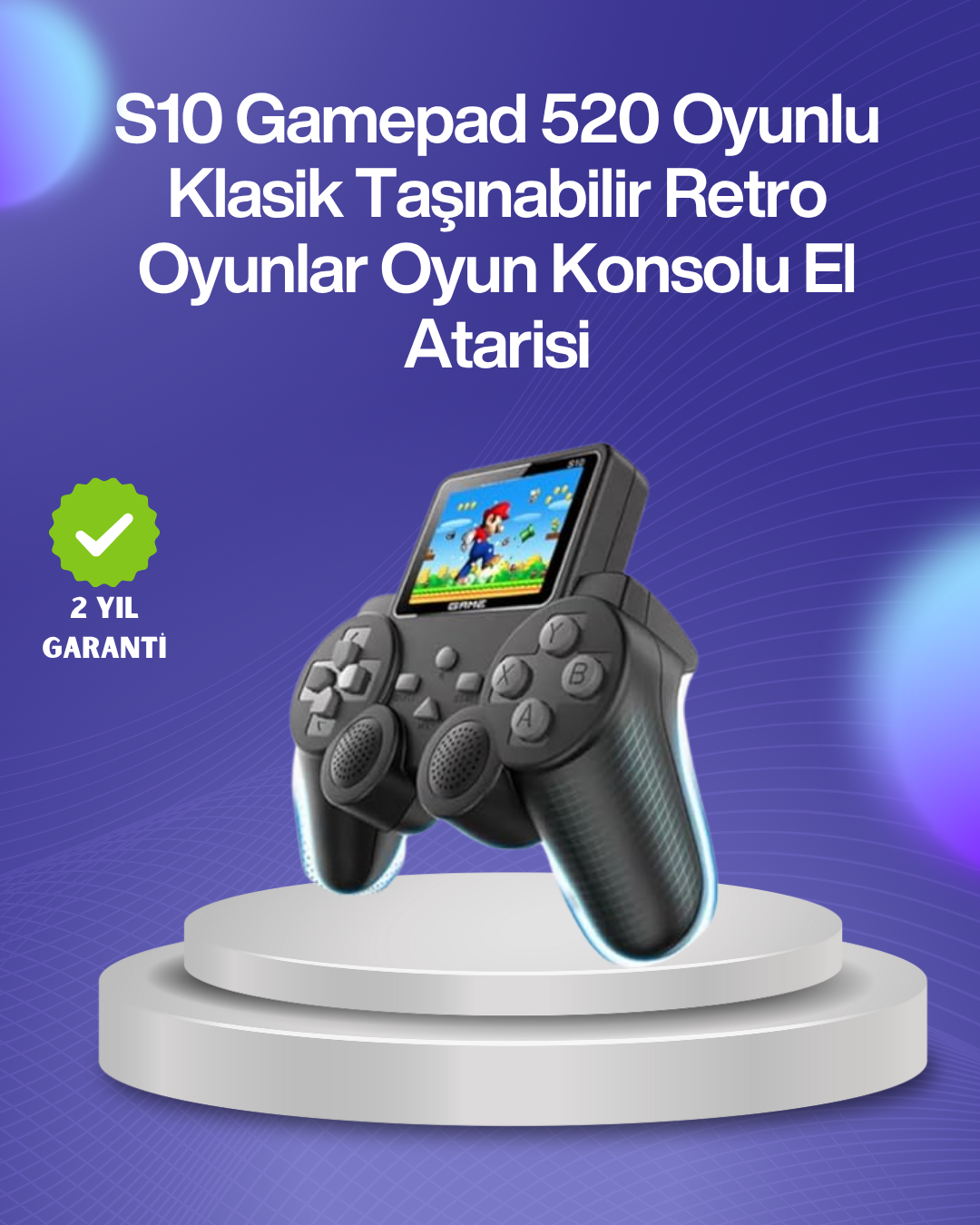 2-44 500 Oyunlu Nostaljik El Tipi Oyun Konsolu, Taşınabilir Şarjlı Cihaz, Renkli Ekran ve TV Destekli - Vipsepet - Görsel 1