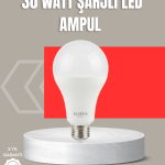 30W Şarjlı LED Ampul E27 Duy %80 Enerji Tasarruflu Soğuk Beyaz - Vipsepet
