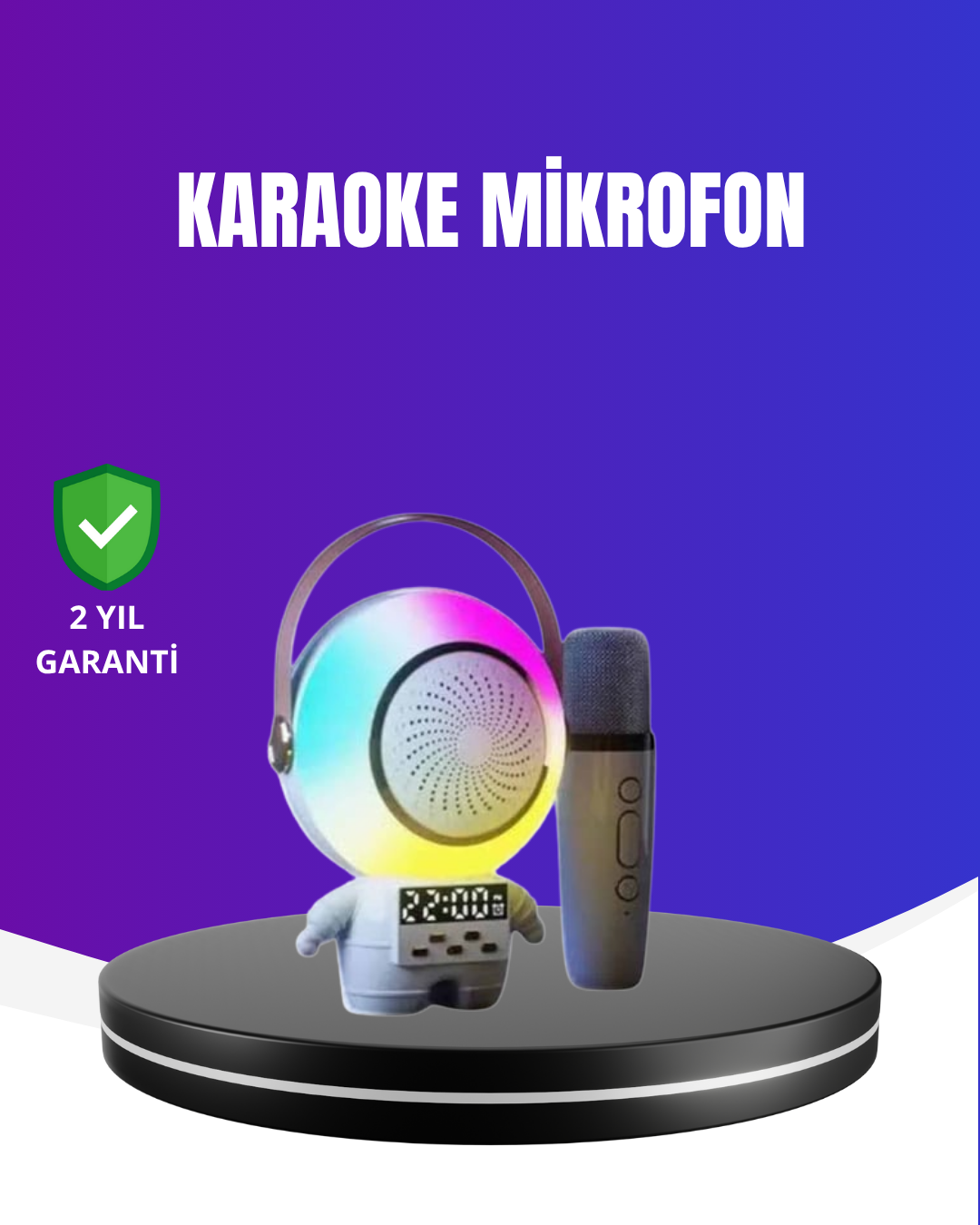 2-5 RGB Işıklı Astronot Bluetooth Hoparlör Karaoke Mikrofonlu - Vipsepet - Görsel 1
