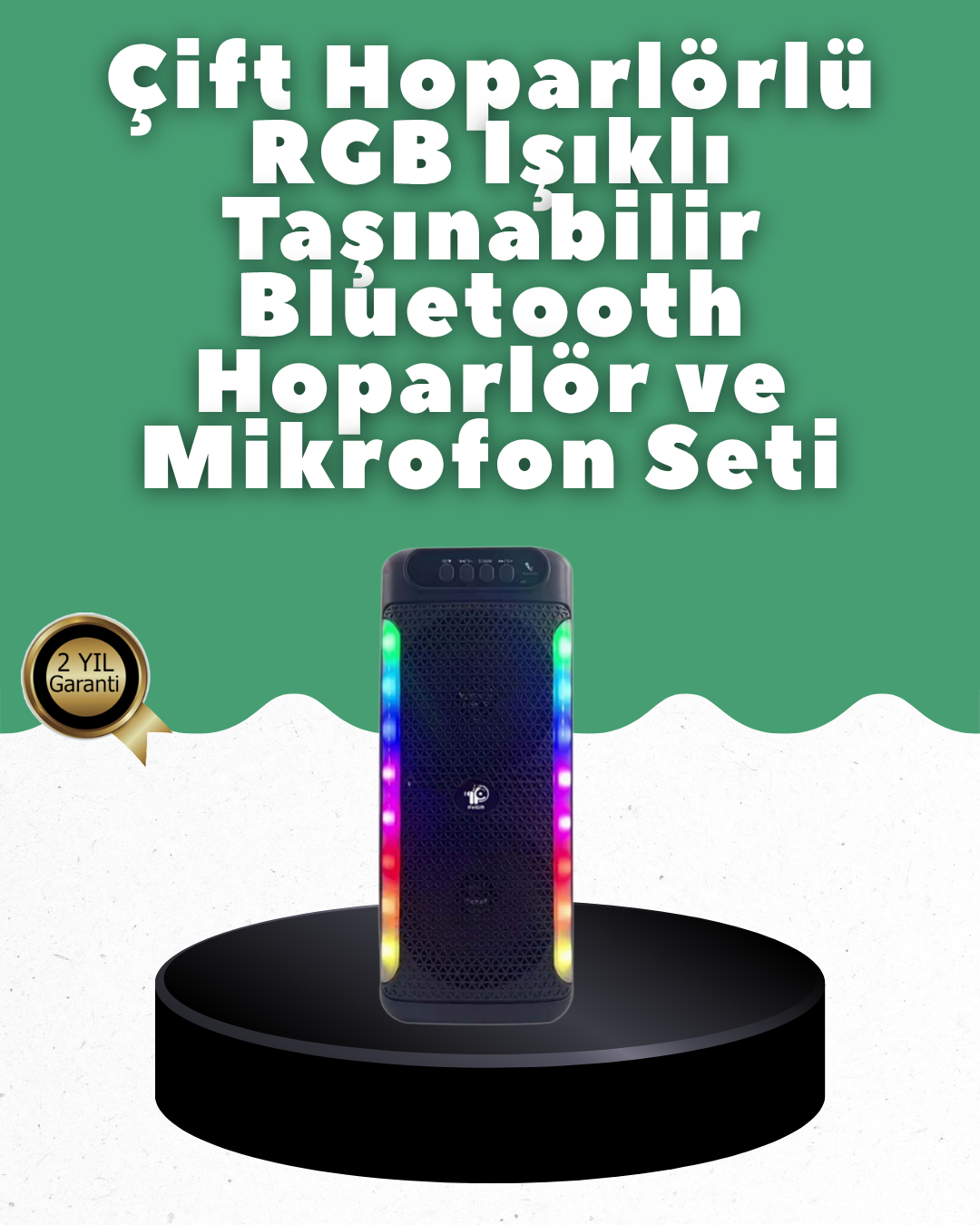 2-51 Yüksek Ses Güçlü Kablosuz Hoparlör Karaoke Mikrofonlu - Vipsepet - Görsel 1