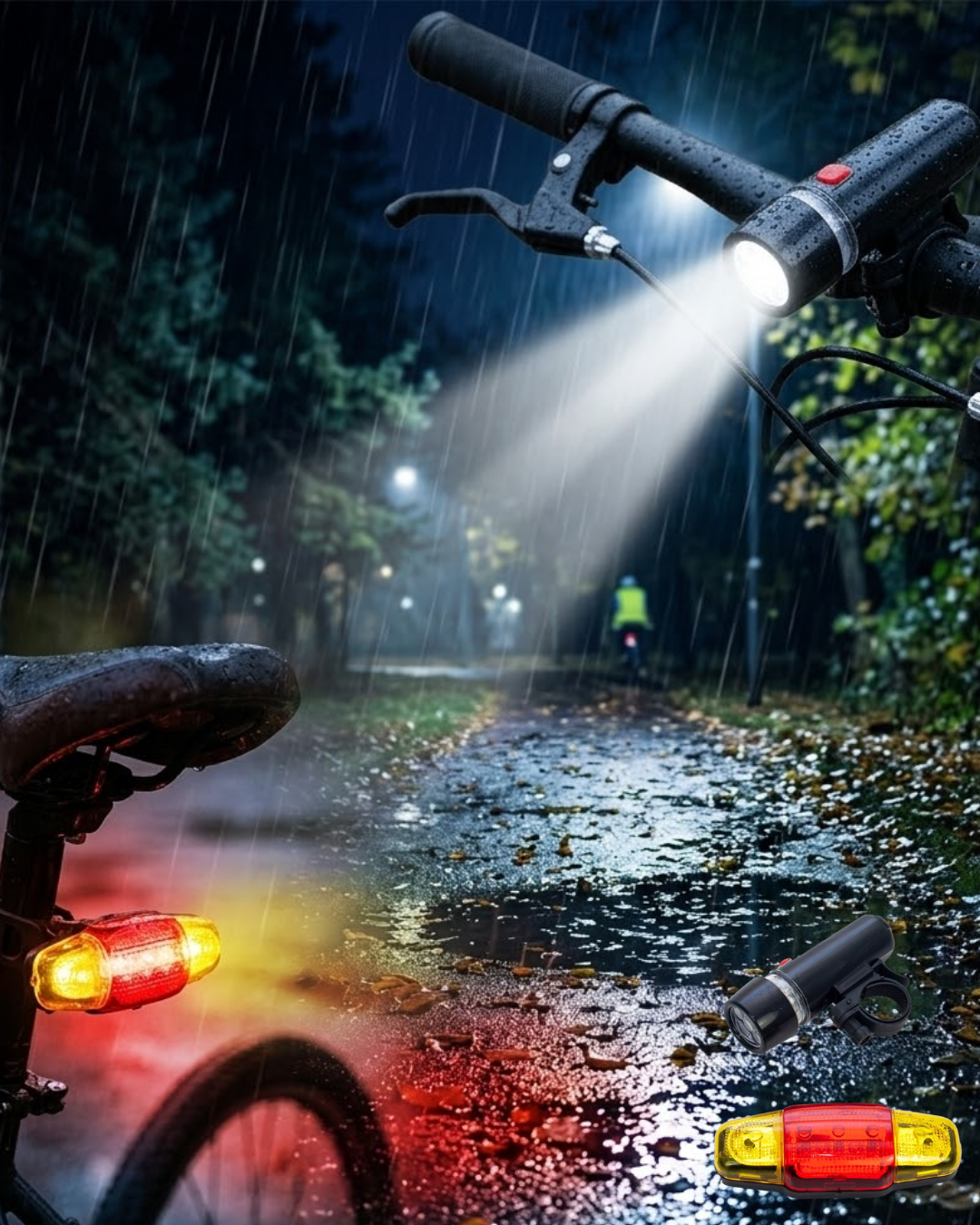 2-51 LED Bisiklet Işık Seti Ön Far ve Arka Stop Lambası Güvenlik Seti - vipsepet - Görsel 1