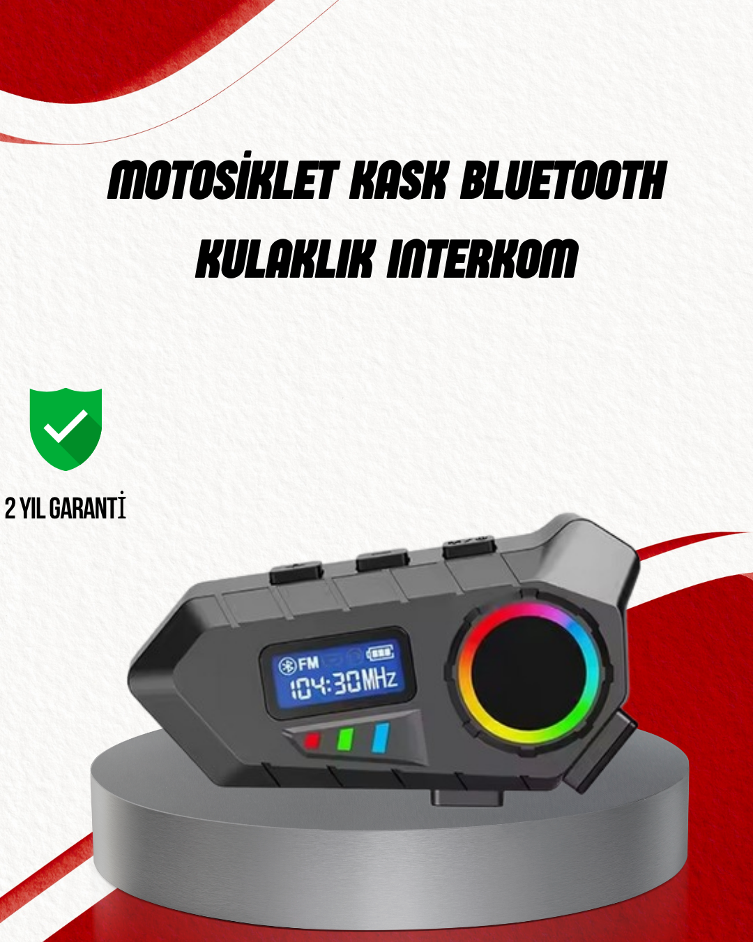 2-52 Suya Dayanıklı Bluetooth İnterkom 5.4 Hoparlör 500mAh Batarya ve FM Radyo Özellikli - vipsepet - Görsel 1