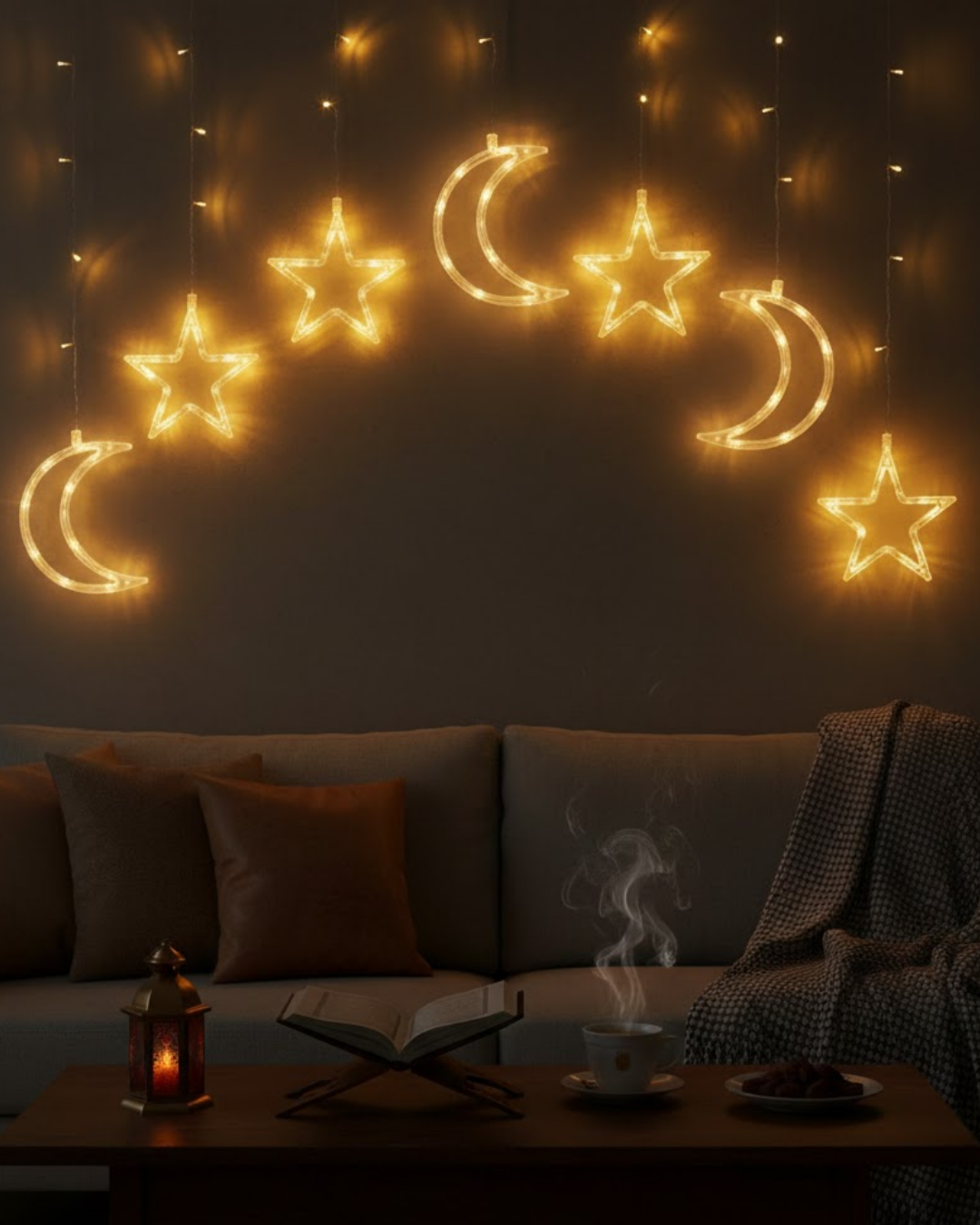 2-54 Ramazan İçin Büyük Boy Işıklı Ay Yıldız Led - Vipsepet - Görsel 1