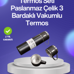 Isıyı Uzun Süre Koruyan 500 ml Termos Seti | Çelik Gövde, 2 Bardaklı, Hediye Kutulu - Vipsepet