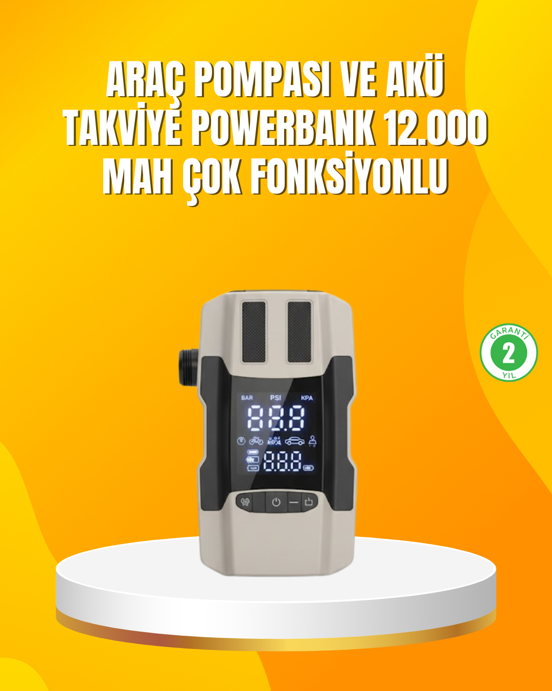 2-6 12.000 mAh Akü Takviye Powerbank Dahili Hava Dijital Ekranlı - Vipsepet - Görsel 1