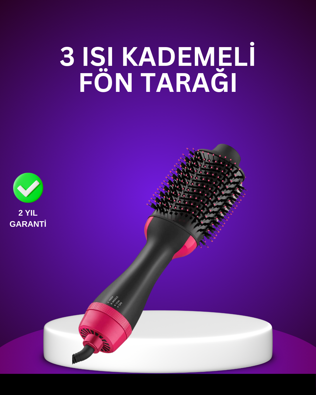 2-60 Negatif İyon Teknolojili Saç Kurutma ve Şekillendirme Fırçası - Vipsepet - Görsel 1