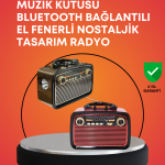 Nostaljik Radyo Görünümlü Bluetooth Hoparlör – FM/AM Yayın, Kablosuz Bağlantı, Şarj Edilebilir - Vipsepet