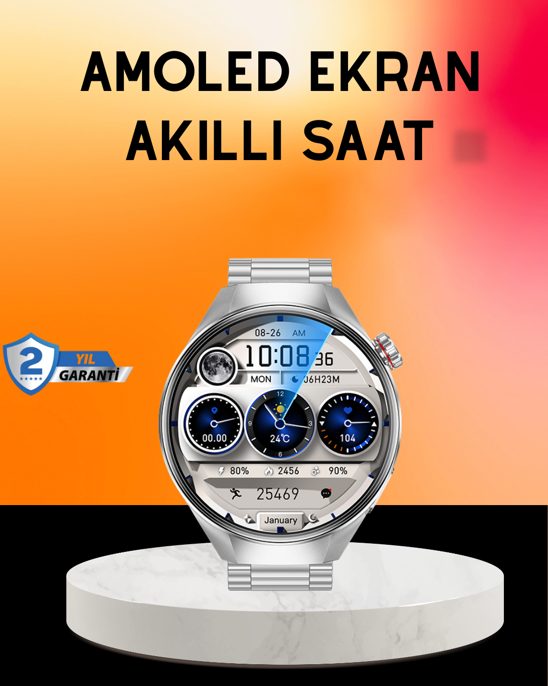 2-62 Akıllı Saat AMOLED Ekran Bluetooth Aramalı – Nabız, Uyku ve Spor Takipli - Vipsepet - Görsel 1