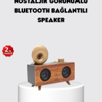 Retro Gramofon Tasarımlı Bluetooth Hoparlör – 3D Stereo Ses, 1800 mAh Batarya - vipsepet