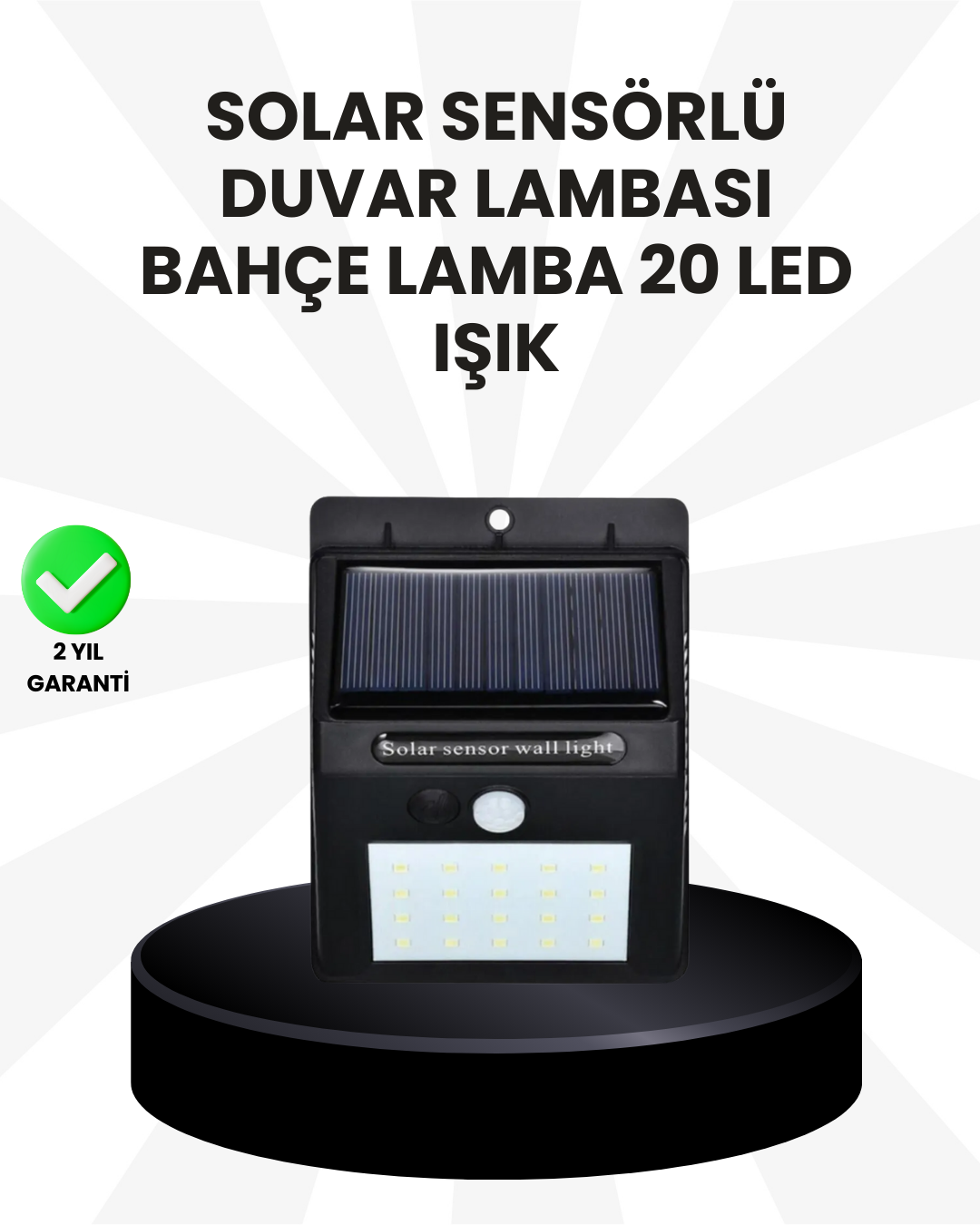 2-68 Su Geçirmez IP65 20 LED Solar Sensörlü Bahçe ve Veranda Aydınlatma - Vipsepet - Görsel 1