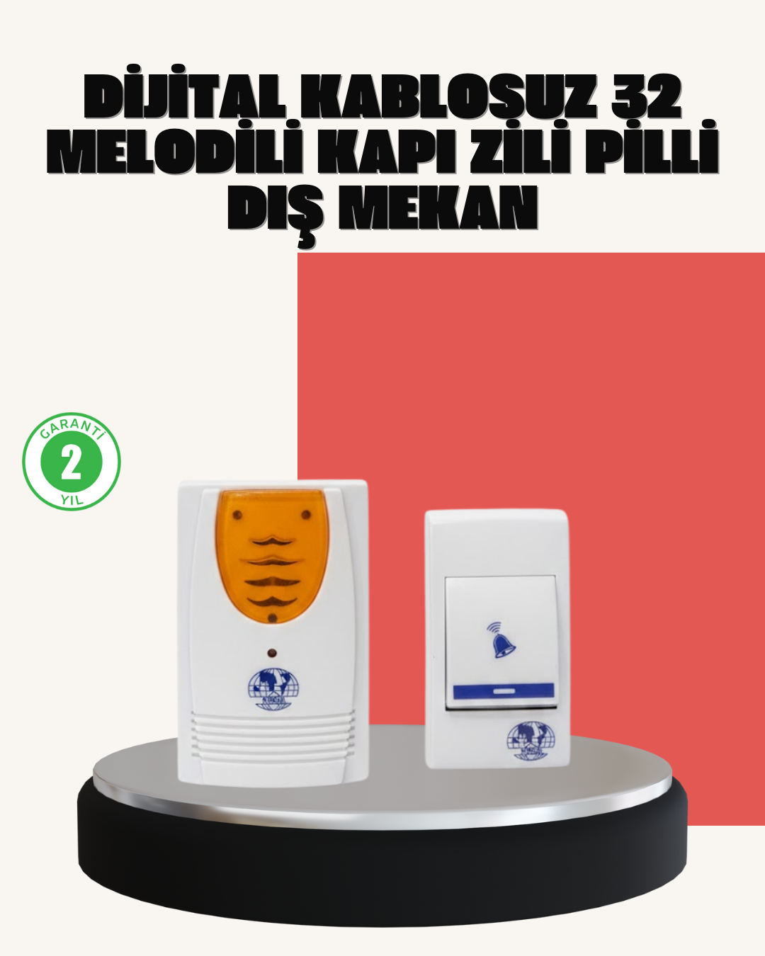 2-68 Wireless Kapı Zili Pratik ve Zahmetsiz Günlük Kullanım - Vipsepet - Görsel 1