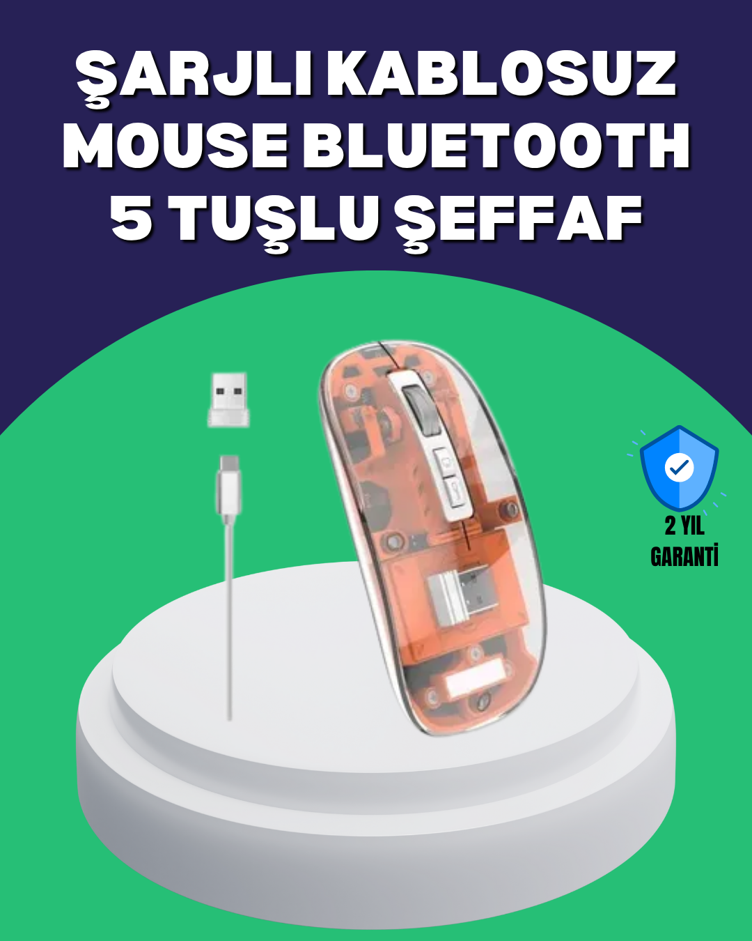 2-72 Sessiz ve Ergonomik Kablosuz Fare - 30 Gün Kullanım, 2 Modlu Bağlantı - Vipsepet - Görsel 1