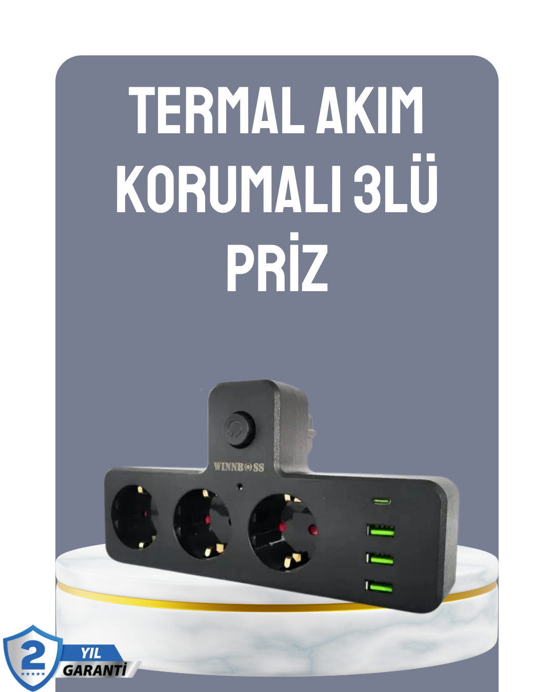 2-74 Anahtarlı Çoklu Priz 3 USB 1 Type-C Hızlı Şarj Destekli - Vipsepet - Görsel 1