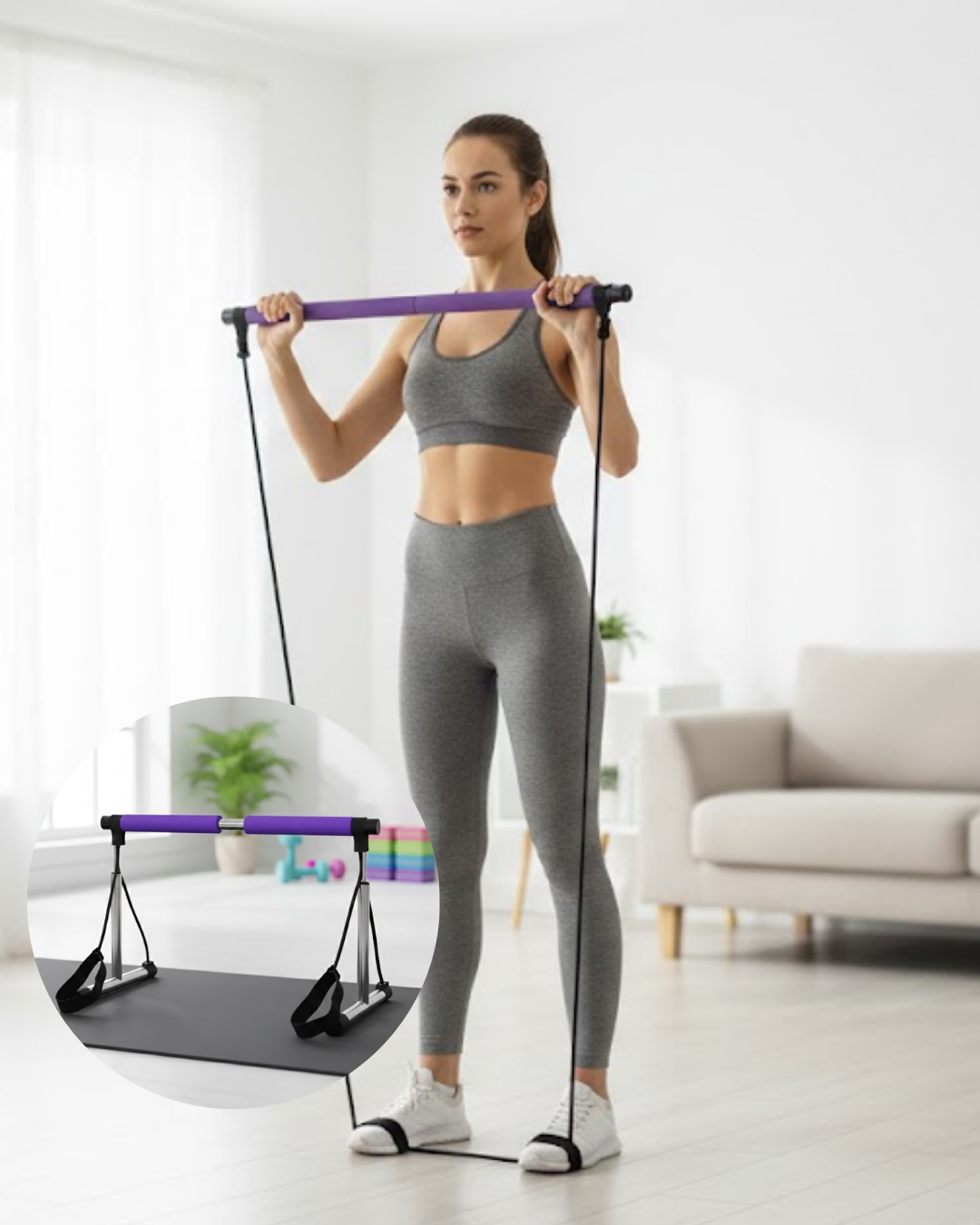 2-74 Pilates Bar Egzersiz Aleti Bilek Destekli Çok Yönlü Kullanım - Vipsepet - Görsel 1