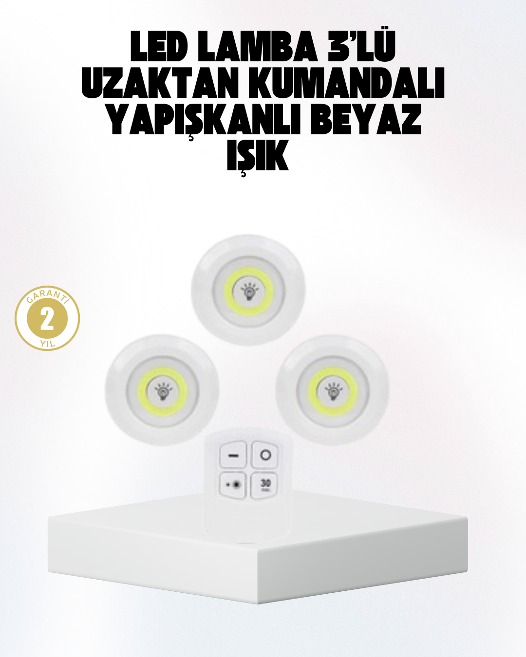 2-76 Kablosuz Gün Işığı 3’lü LED Spot Lamba Kumandalı - Vipsepet - Görsel 1