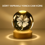 Dekoratif Yonca Görünümlü Işıklı Kristal Cam Küre USB Masa Gece Lambası - Vipsepet
