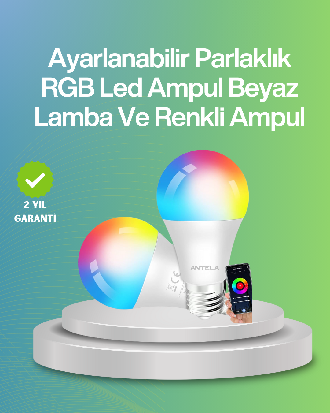 2-8 9 Watt Beyaz Işık ve Renk Ayarlı Akıllı LED Ampul - Vipsepet - Görsel 1